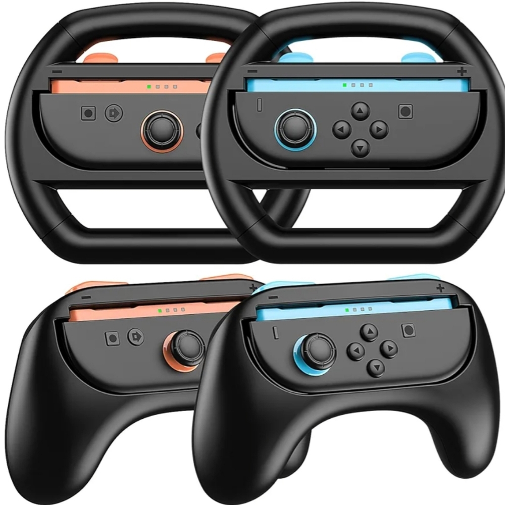 FREE Joy Con Grip & Steering Wheel 2-pk for NS-2
